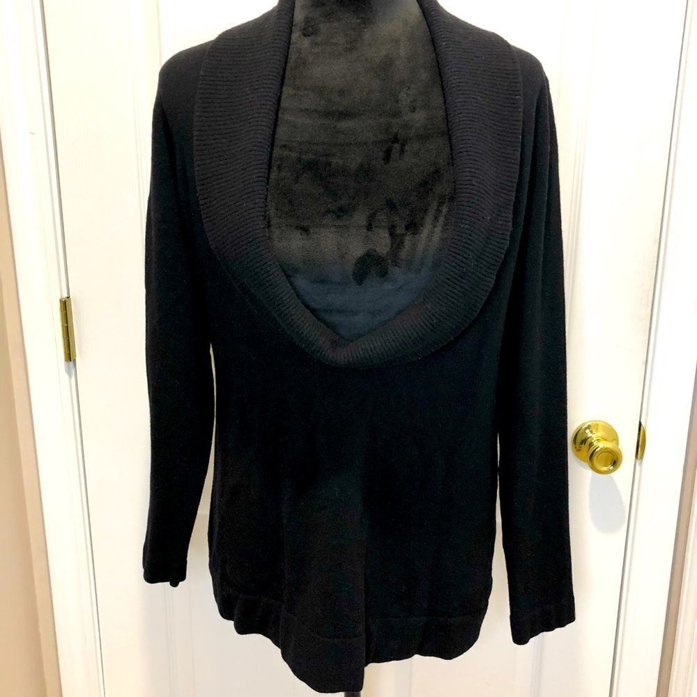 Ann Taylor Loft black open cowl neck sweater size large - Picture 1 of 12